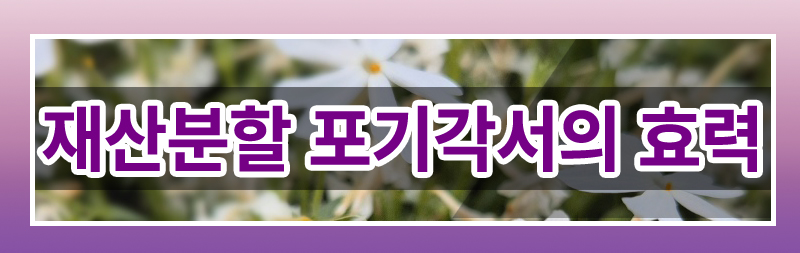 재산분할 포기 각서의 효력 이미지